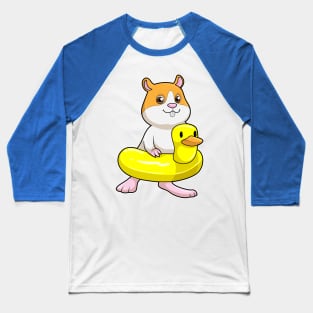 Hamster at Beach with Duck as Swim ring Baseball T-Shirt